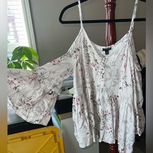 Torrid size 0 peplum floral cold shoulder top